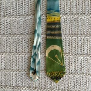 Vintage 50s/60s Baseball Diamond Tru-Life Photie Silk Printed Necktie Novelty